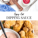 chicken tenders with dipping sauce and a pic with each ingredient in individual bowls