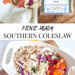 bowl of coleslaw, fork with coleslaw on it, seasoning packet for coleslaw