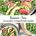 plate of salad with avocado and grapefruit slices
