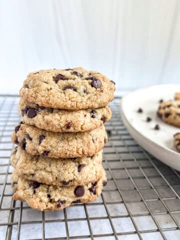 Almond Flour Chocolate Chip Cookies stack of cookies