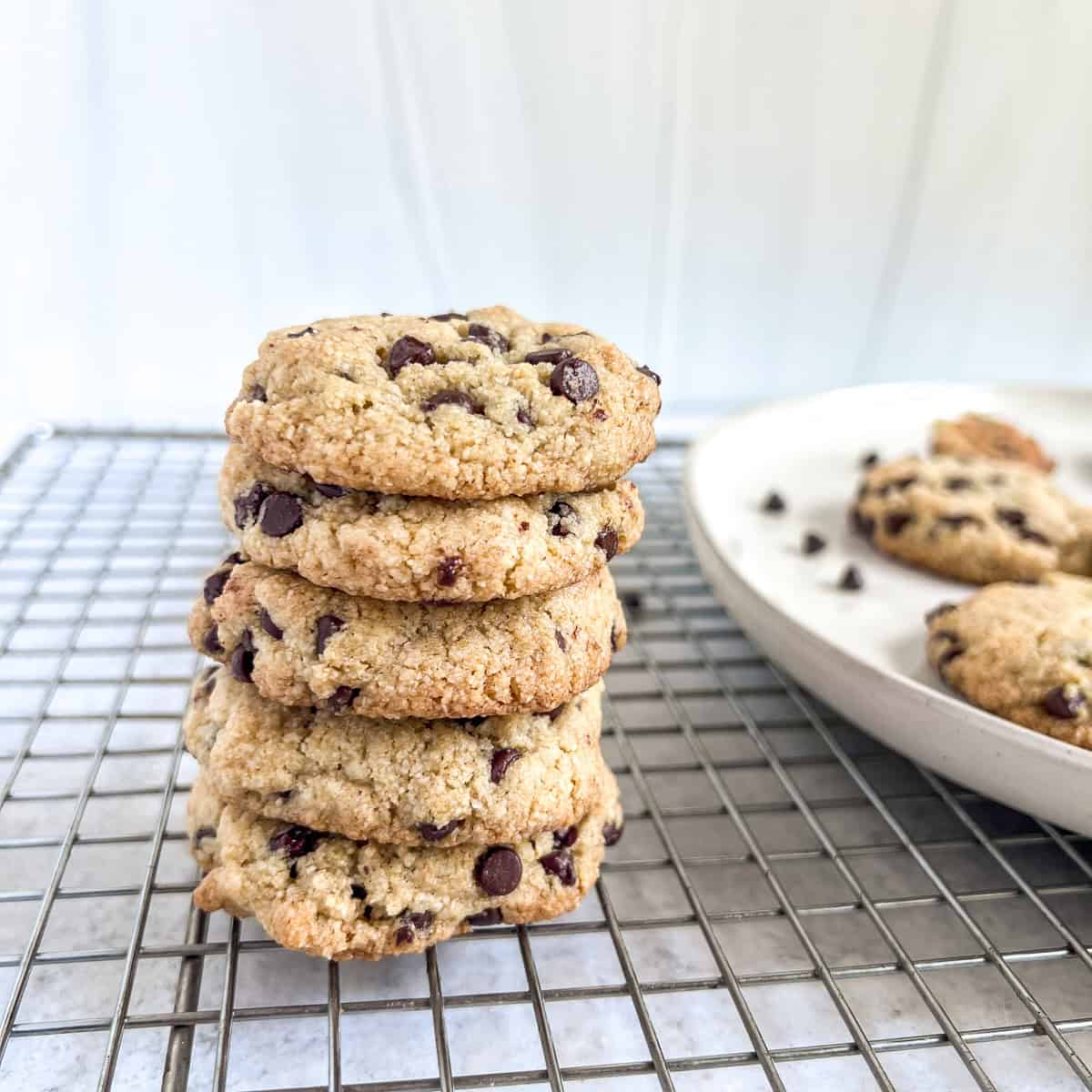 Almond Flour Chocolate Chip Cookies stack of cookies