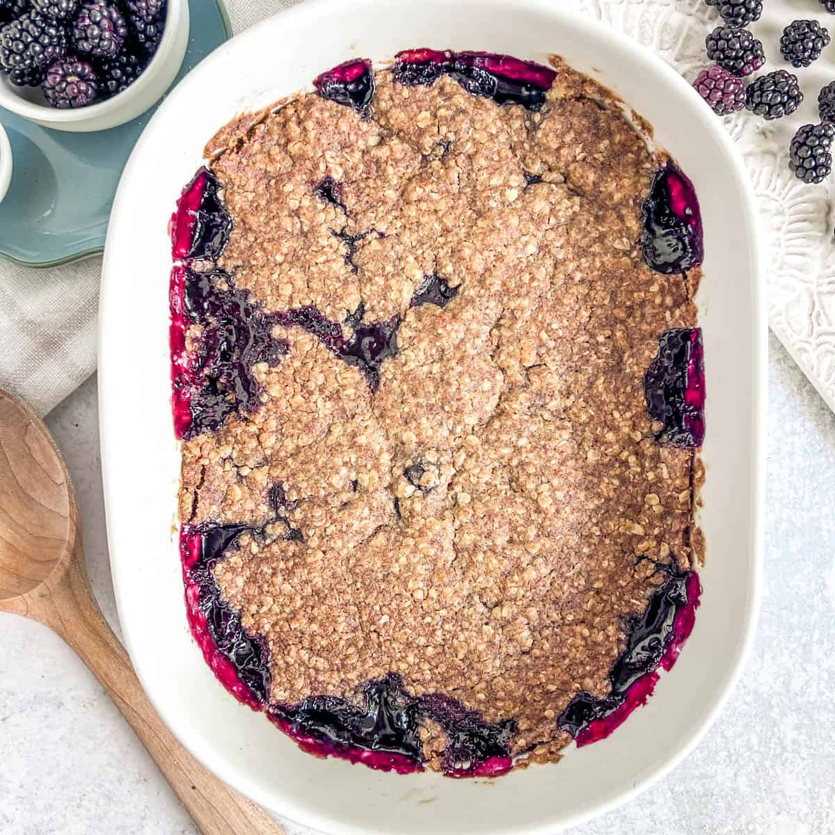 Blackberry Cobbler baked close up