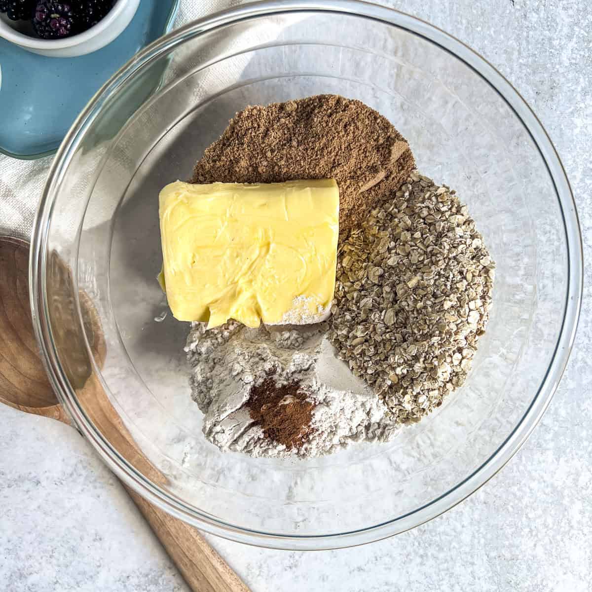 Blackberry Cobbler dry ingredients in a bowl