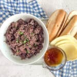 Slow Cooker Pot roast chopped roast in a bowl
