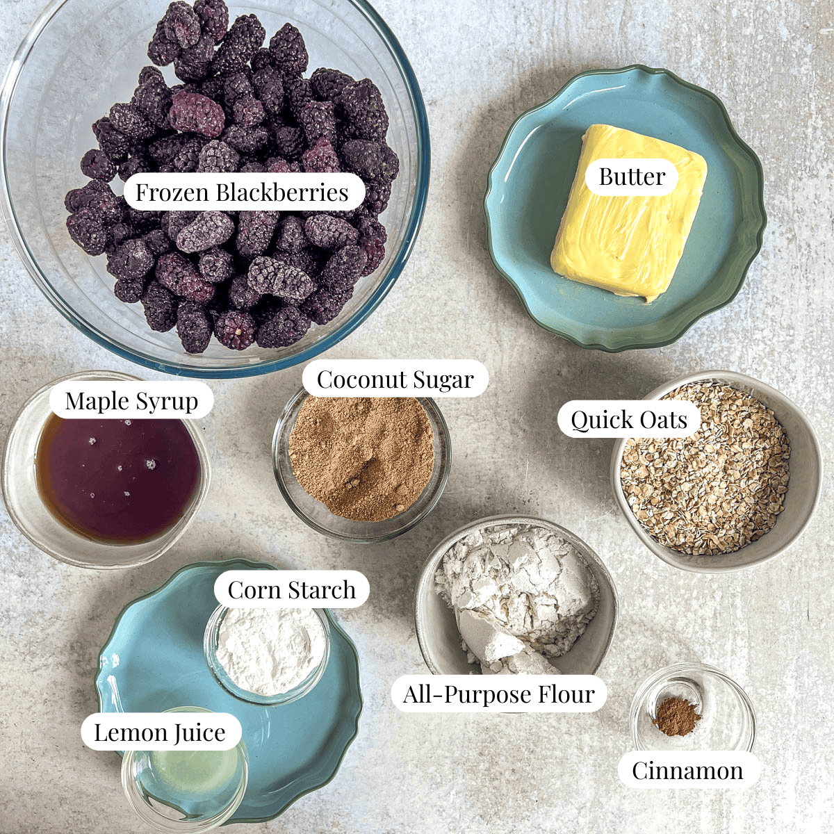 Summer Blackberry Cobbler ingredients in a bowl