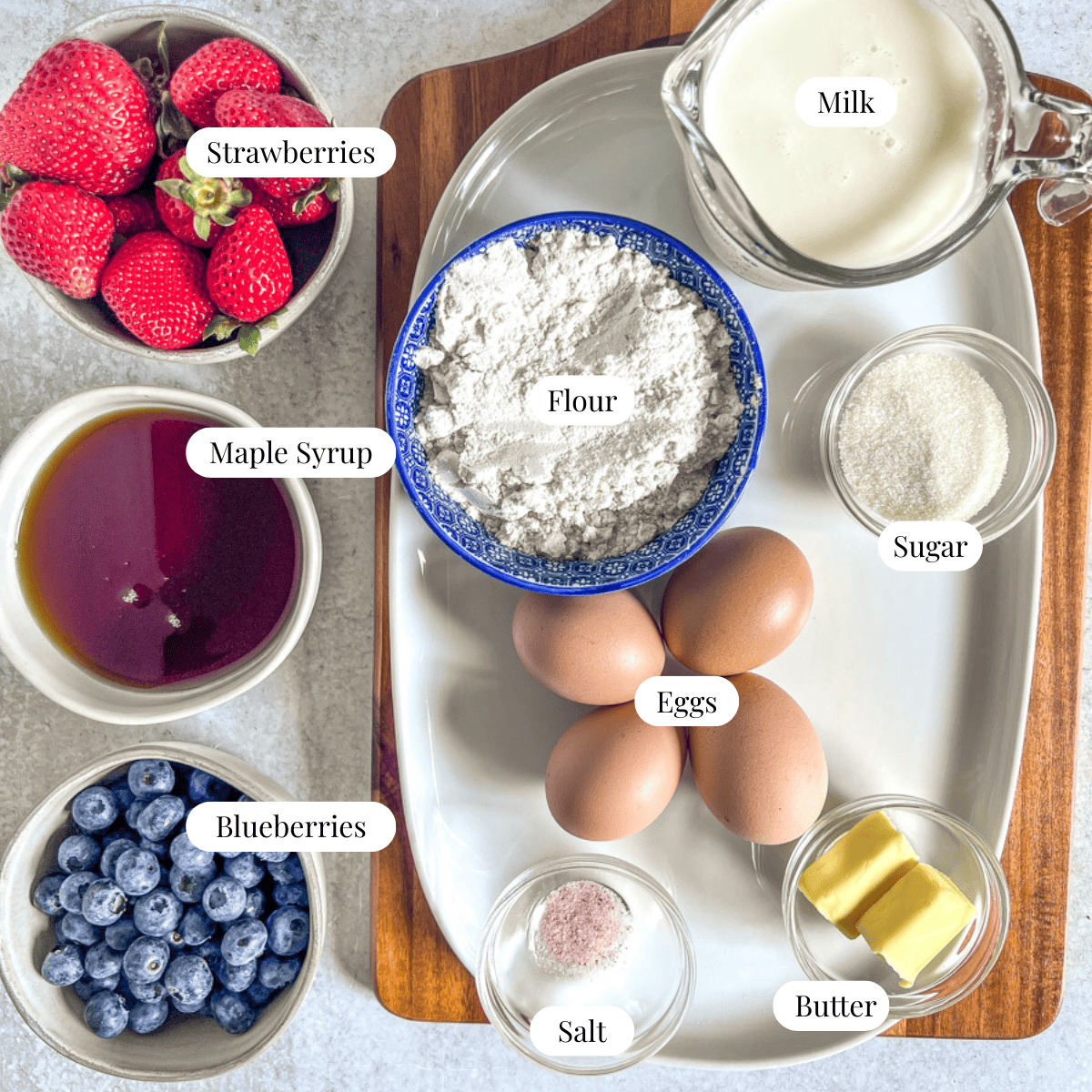 Ingredients for the pancake recipe