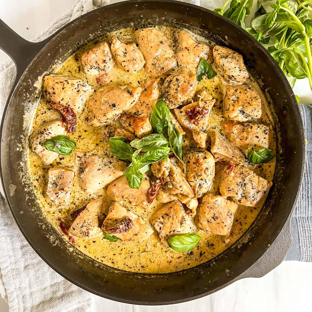 Easy Marry Me Chicken Recipe in large cast iron skillet