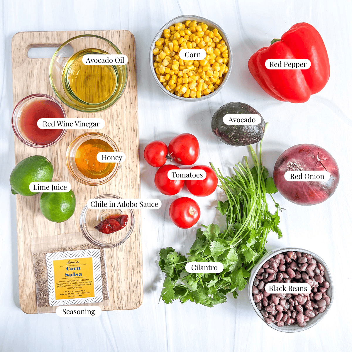Ingredients for Black bean & corn salsa
