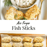 Fish sticks dipped in tartar sauce