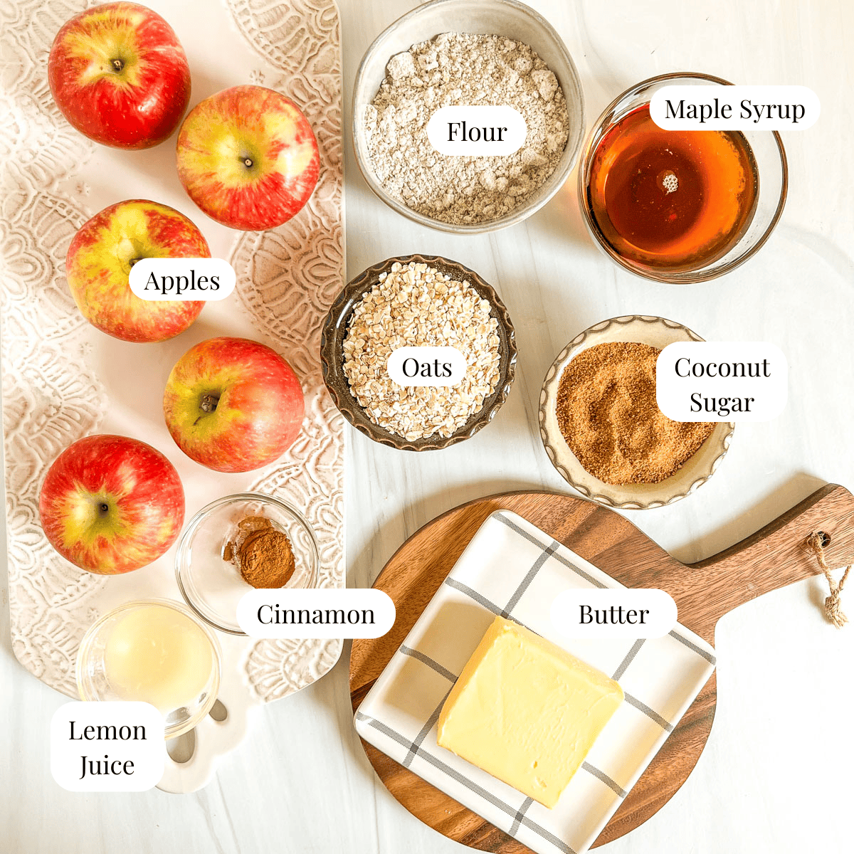 Ingredients for apple dessert