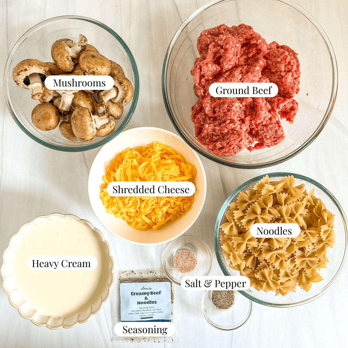 Creamy Beef & Noodles Ingredients