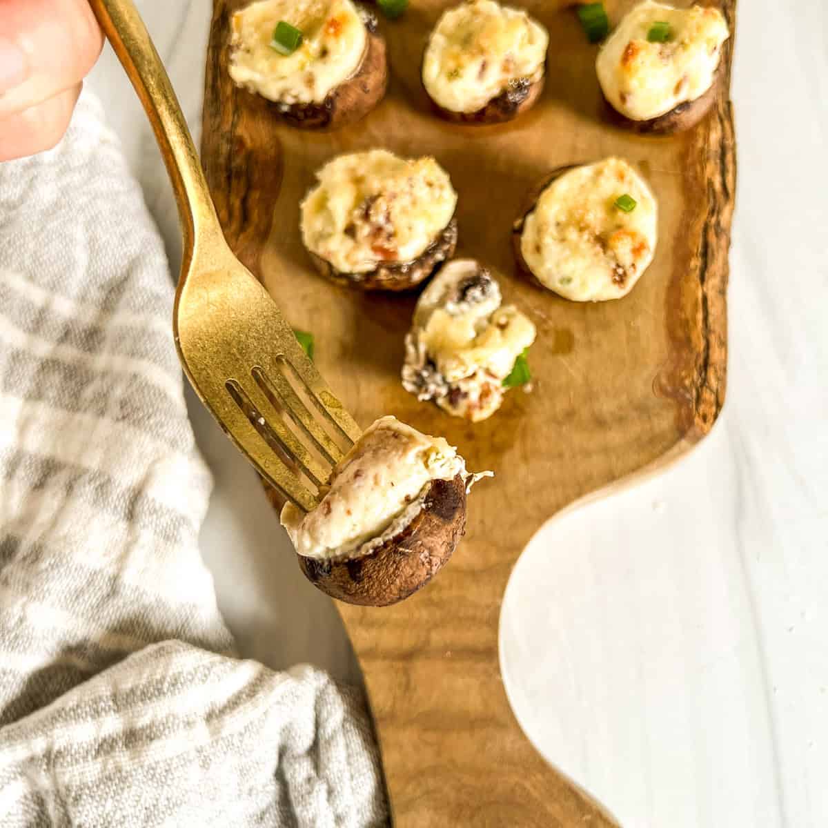 mushrooms cooked with cream cheese filling