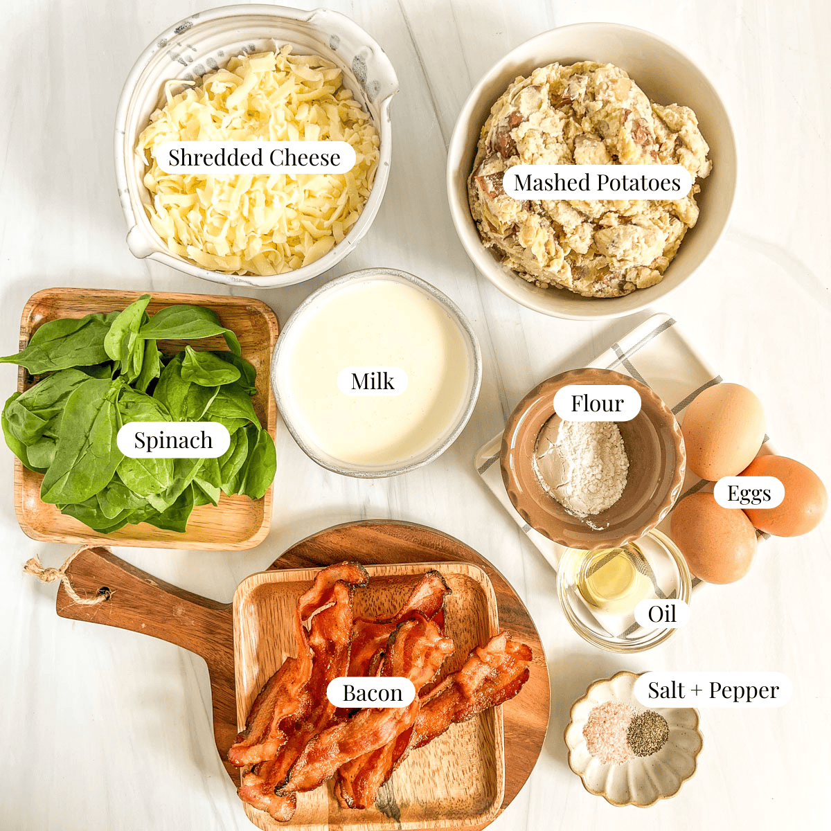 Ingredients for Potato Crust Quiche