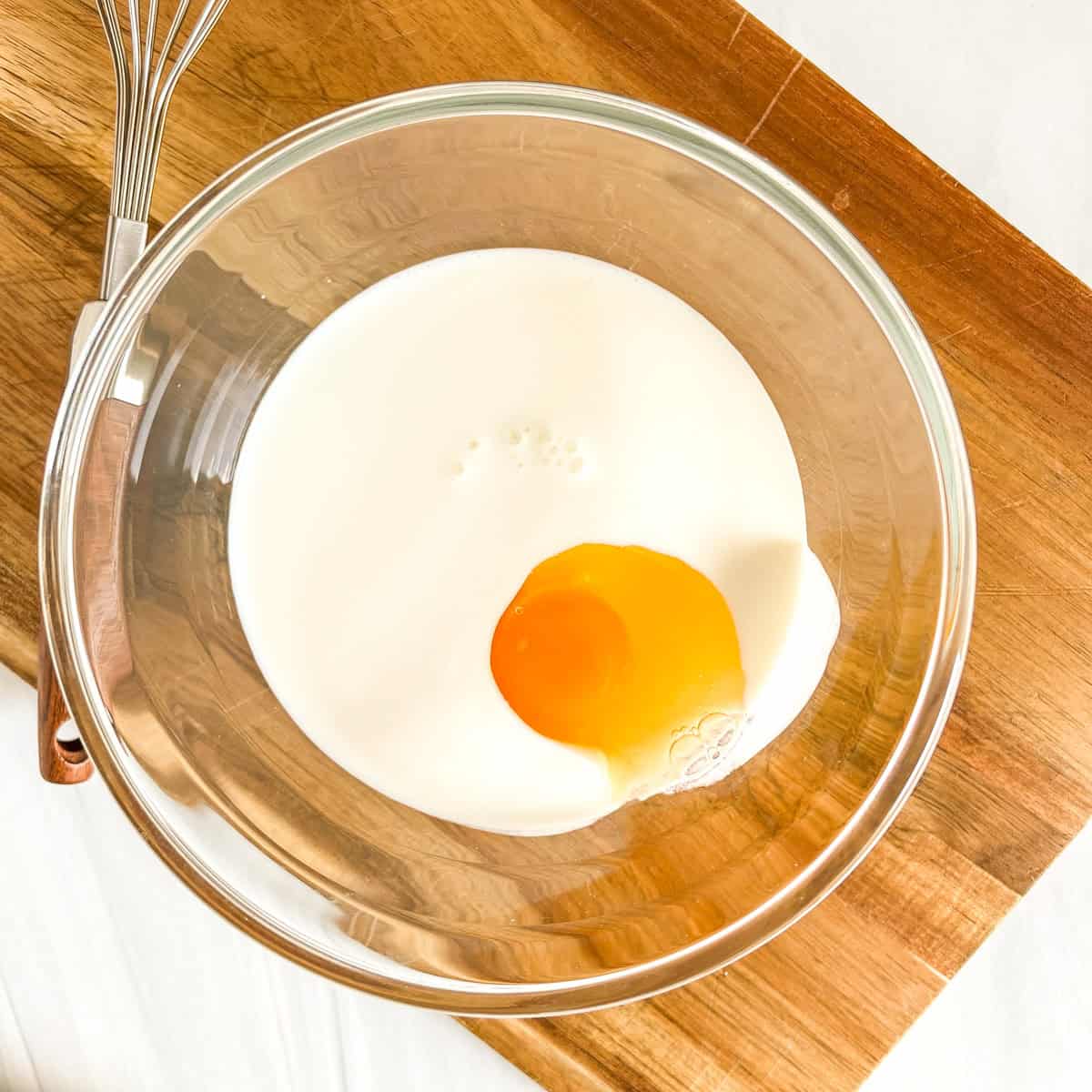 buttermilk and egg in a bowl