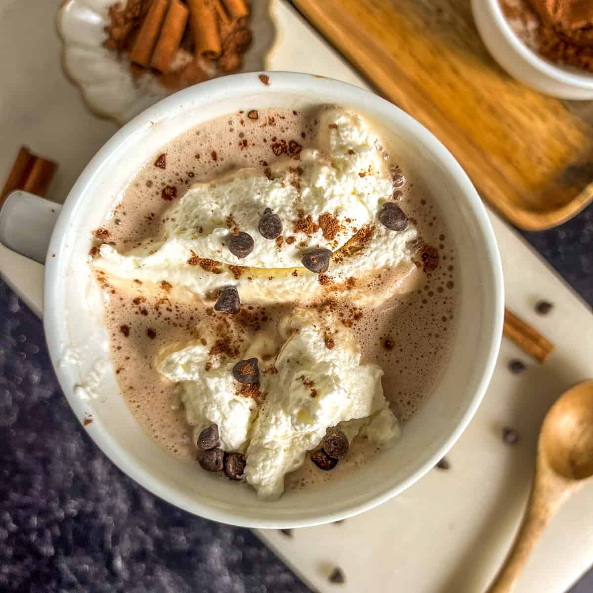 hot chocolate with whipping cream