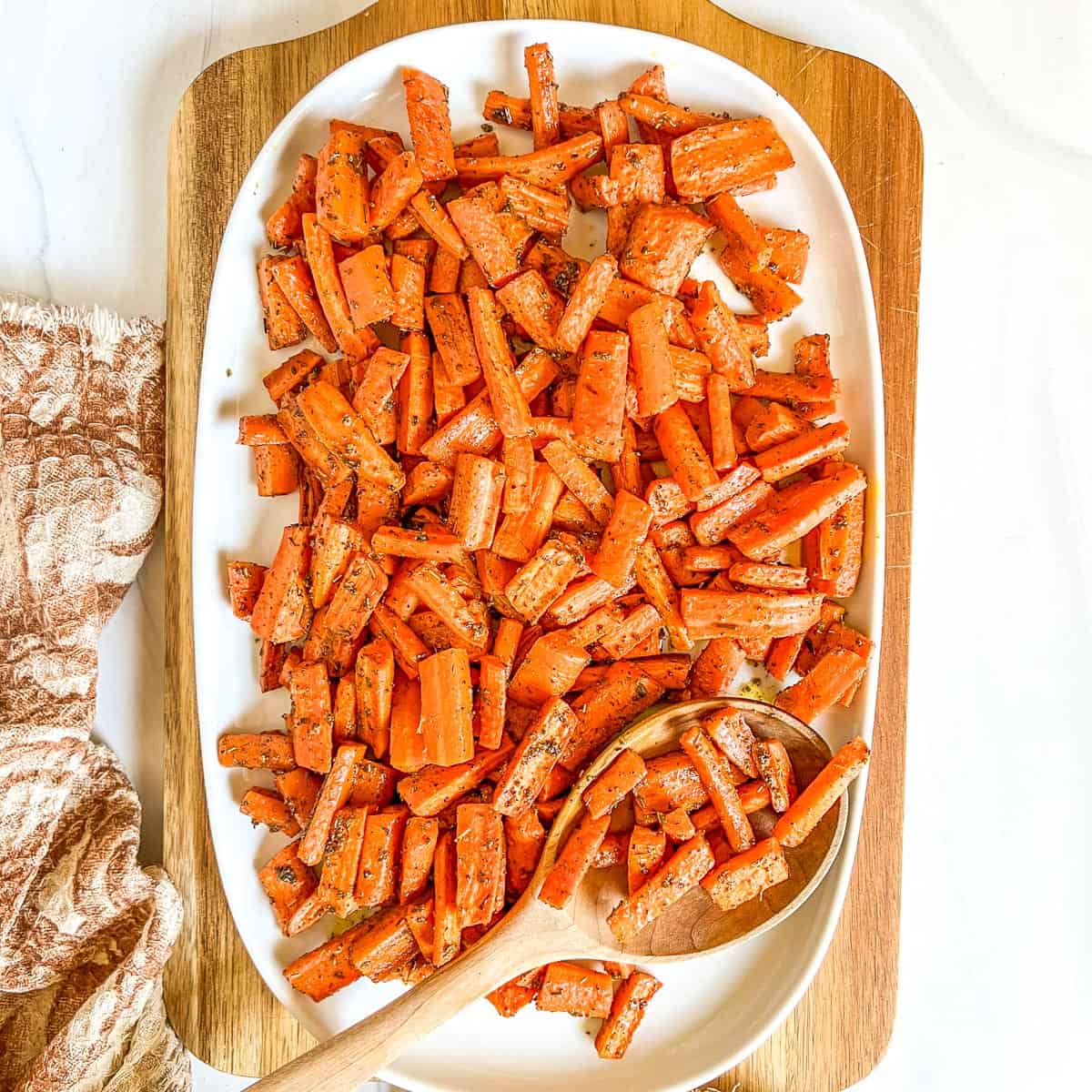 platter of oven roasted carrots