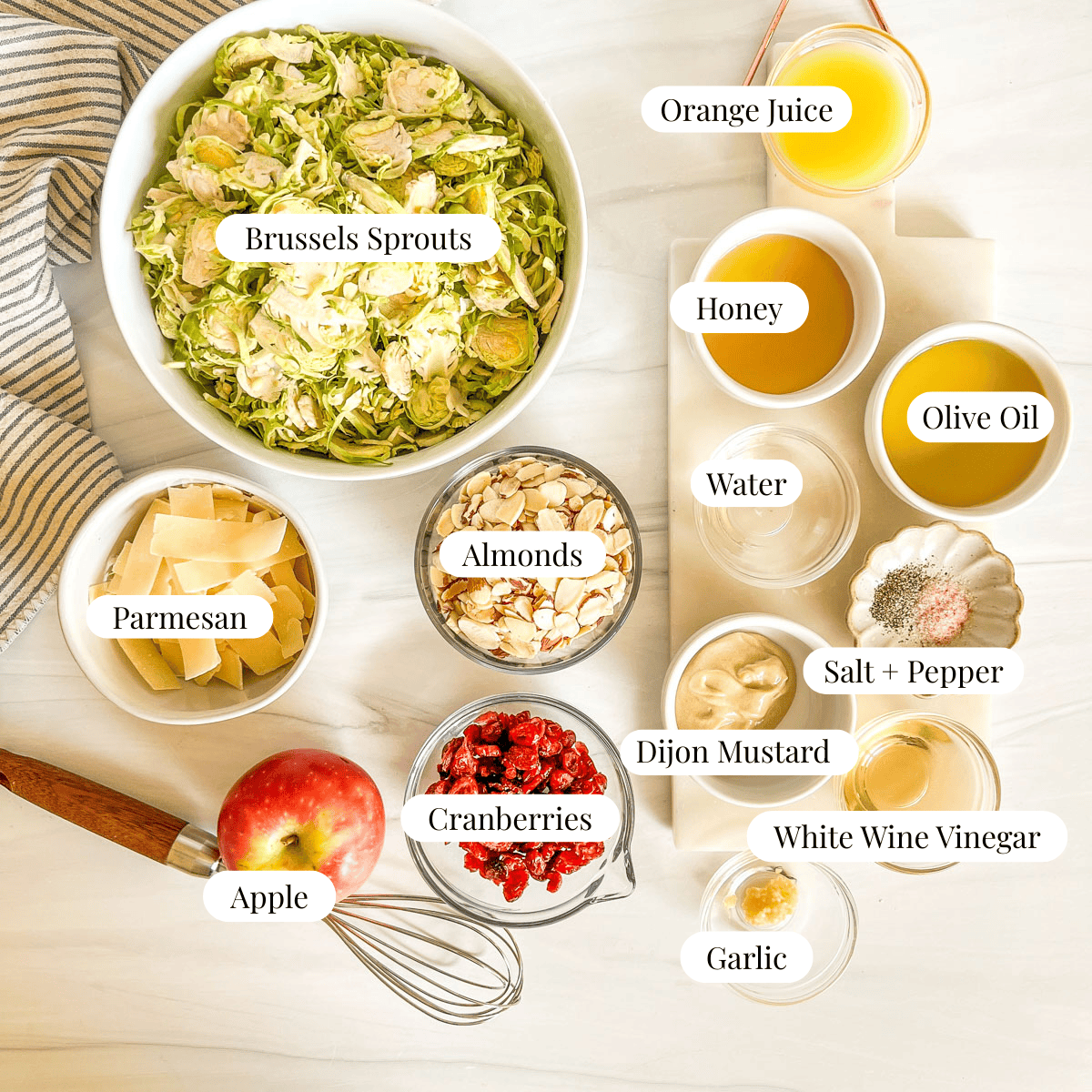 brussels sprouts ingredients in bowls