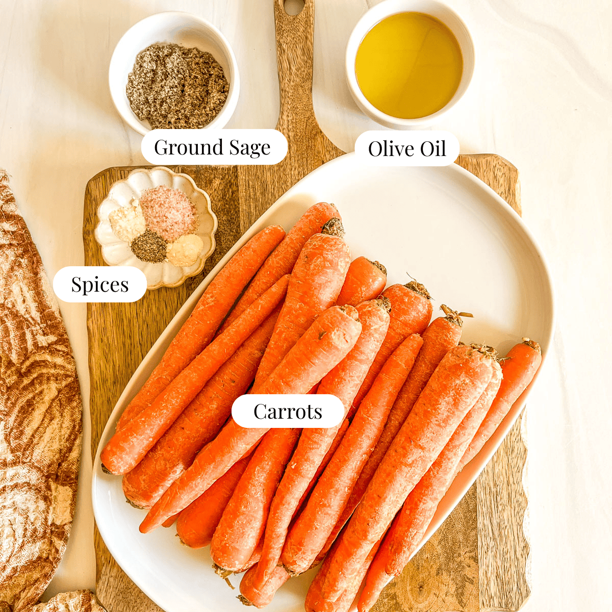 Ingredients for Oven Roasted Carrots