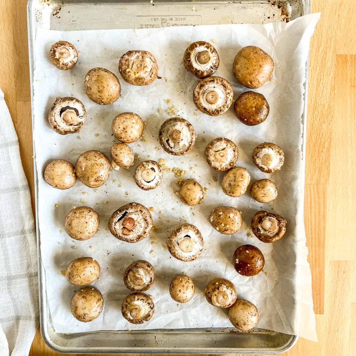 mushrooms on parchment paper