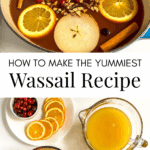 pot of wassail and ingredients