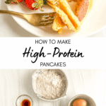 stack of pancakes and ingredients