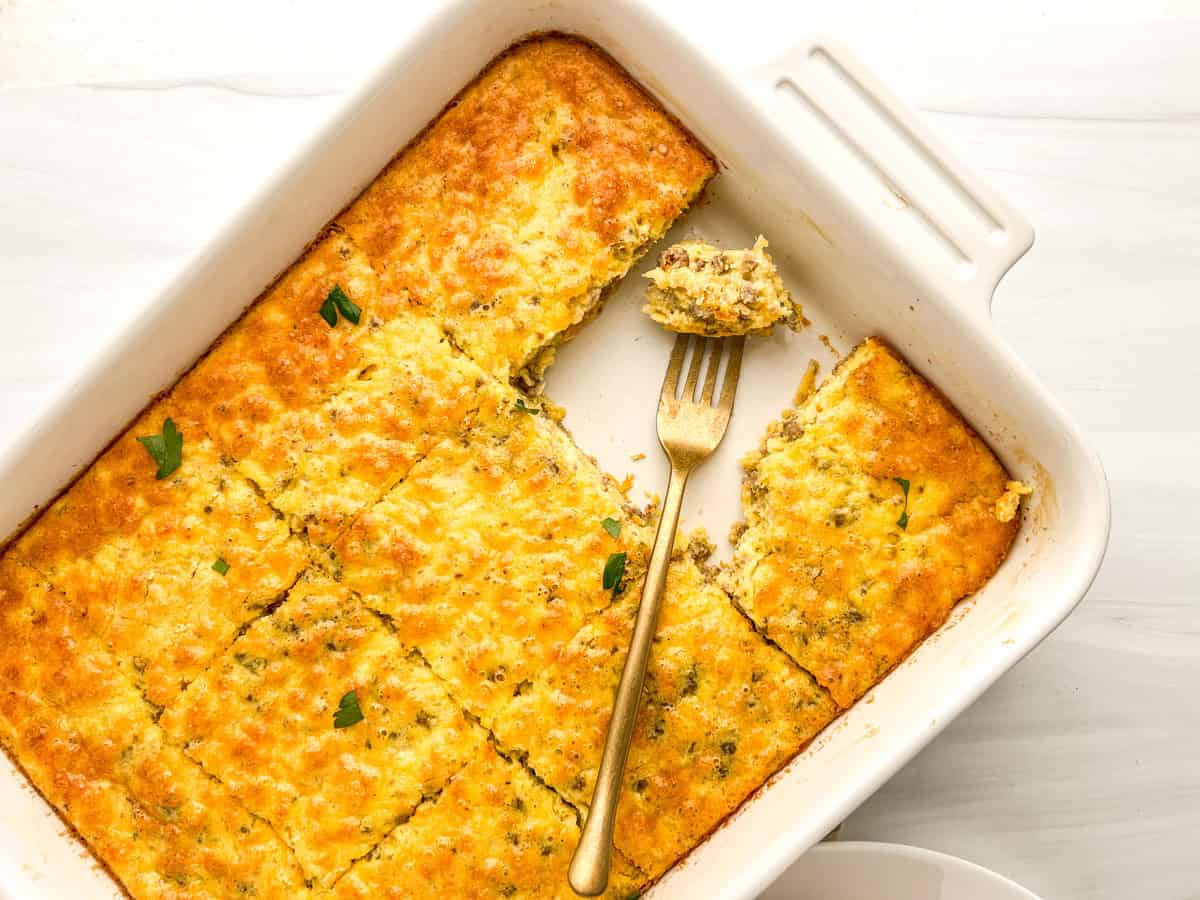 baking dish with egg casserole