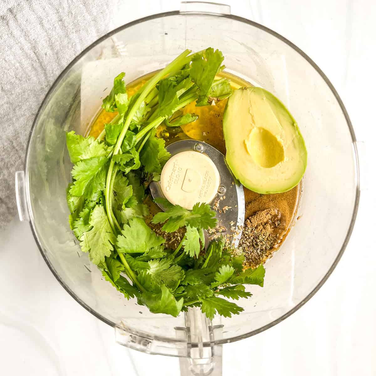 dressing ingredients in a blender