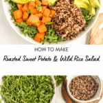 roasted sweet potatoes, chopped tomatoes, wild rice, avocado and wild rice