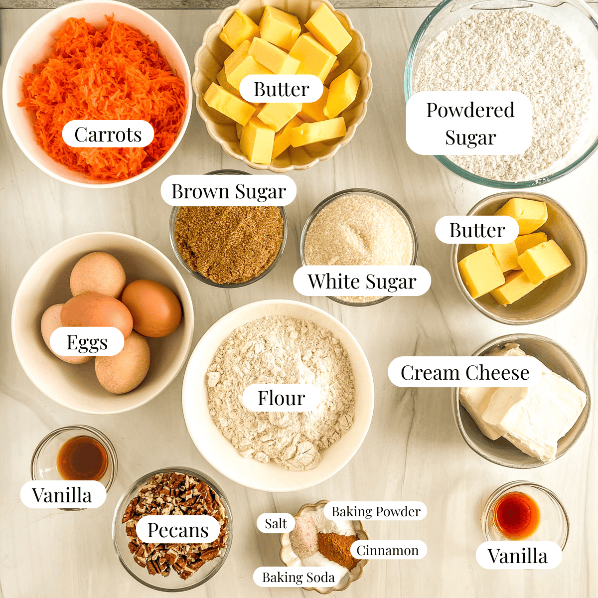 ingredients for carrot cake muffins