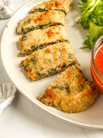 protein calzone on a plate