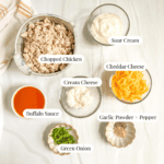 Ingredients labeled for buffalo dip